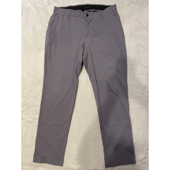 UNDER ARMOUR Straight Golf Pants Grey Men's 34x30 Stretch Waist Flat Front Gray - Picture 1 of 7